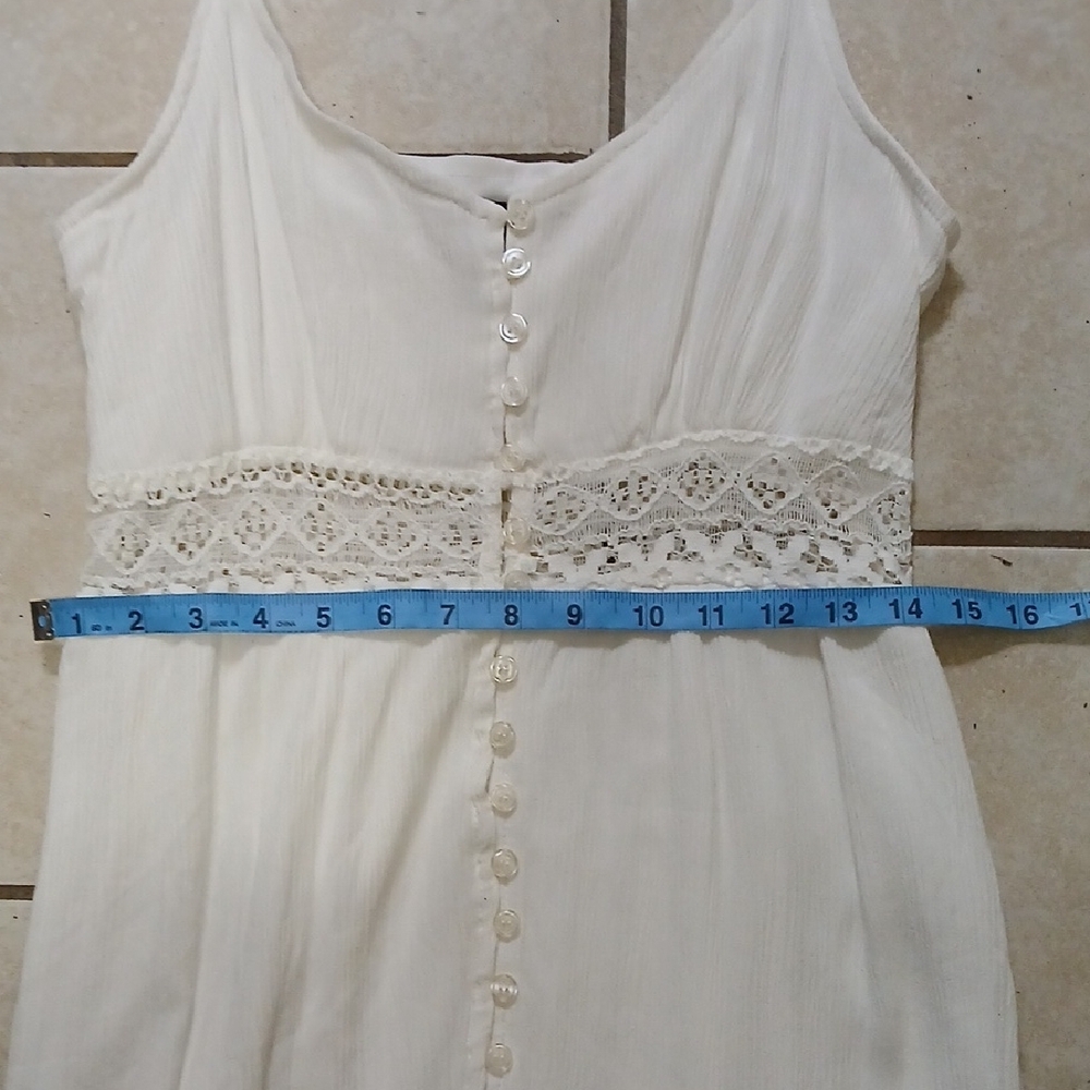 FOREVER 21 Womens Size XL White Lace Button-Down Midi Dress - Picture 3 of 6